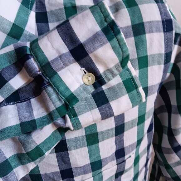 Vintage Gant Mens Green & Blue Plaid Button-Down Oxford Shirt Size 16-35 Medium - Picture 7 of 8